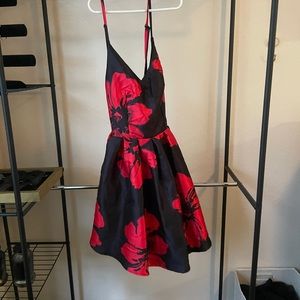 Red Floral Homecoming Dress